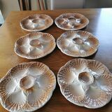Set of 6 vintage shell plates in Sarreguemines barbotine