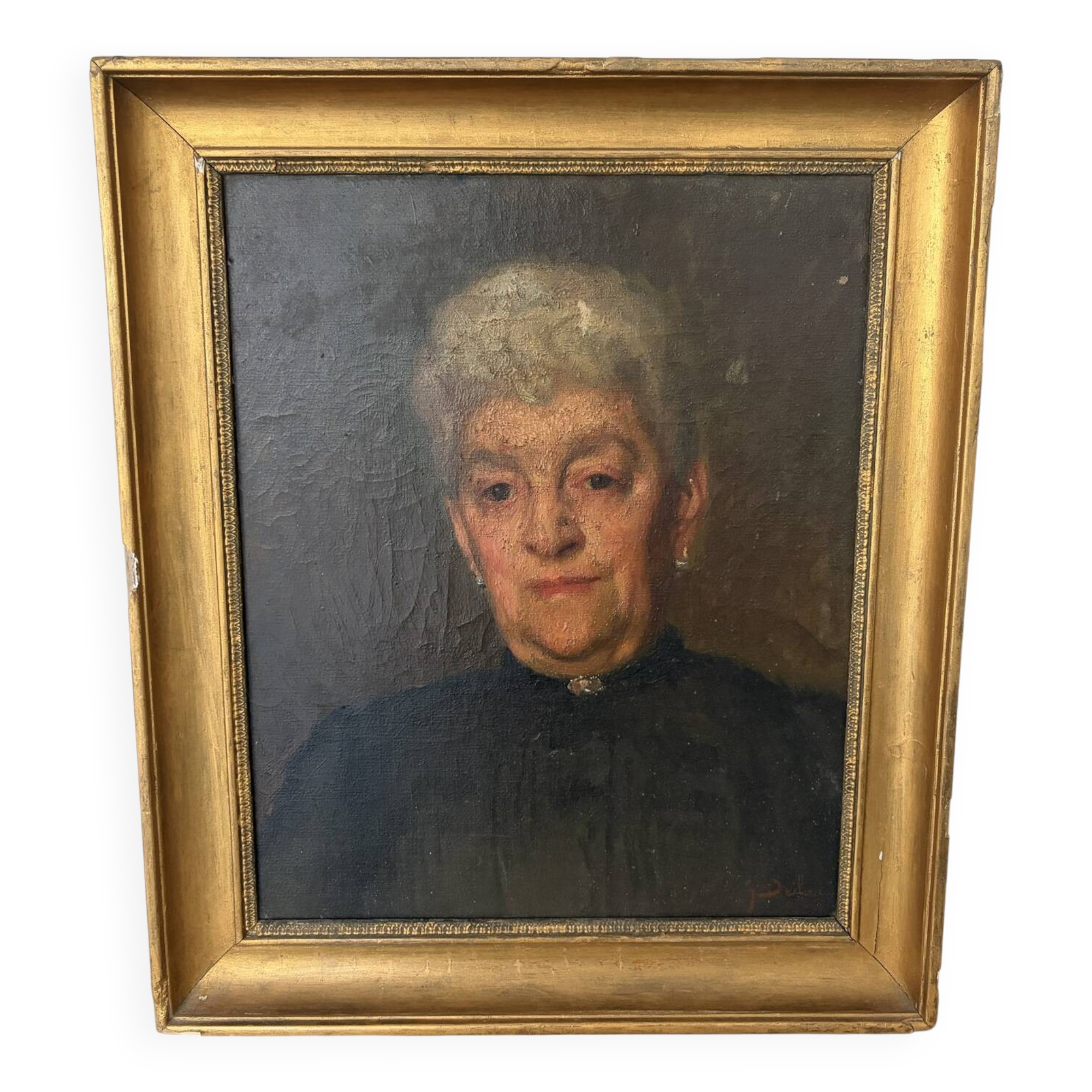Oil portrait on canvas signed