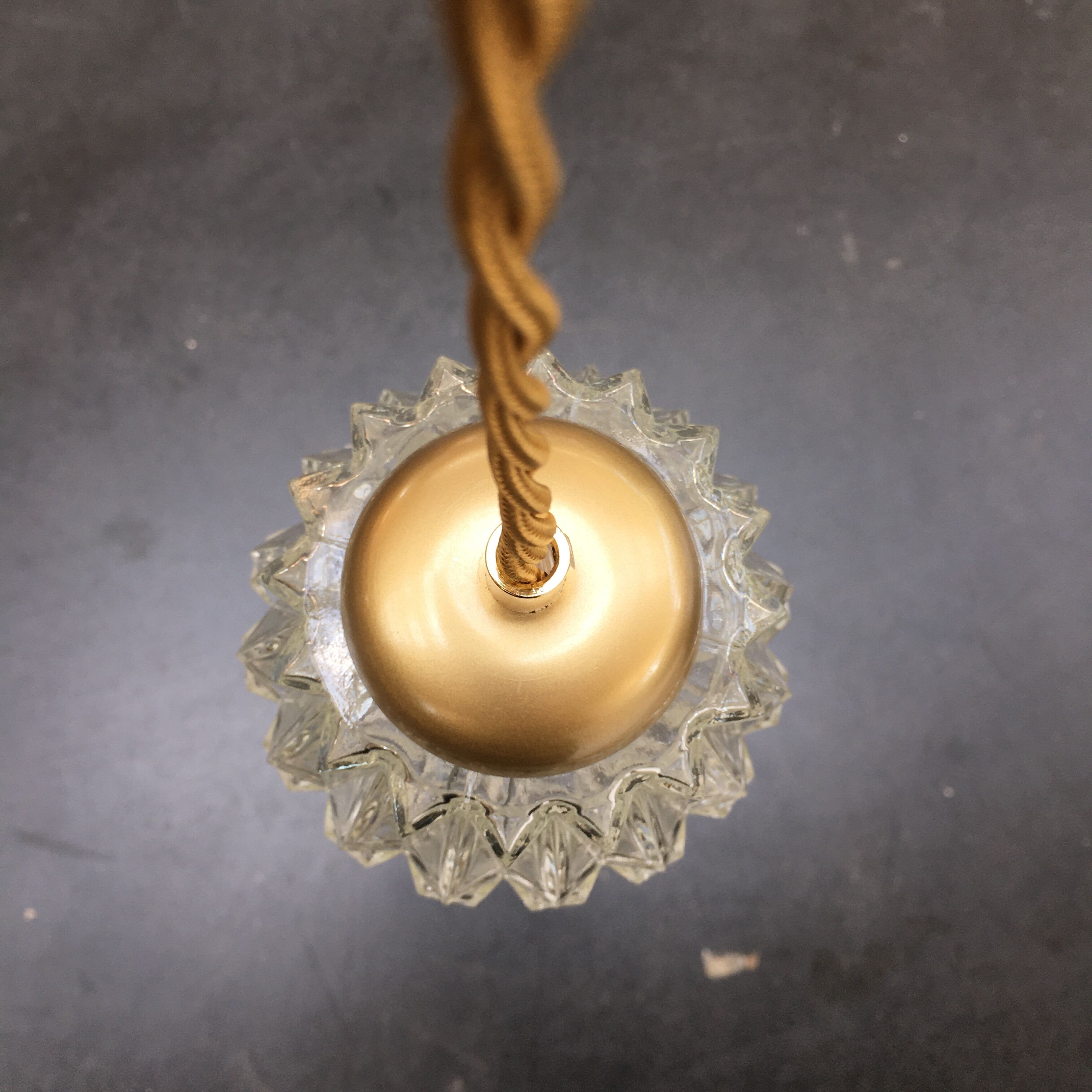 Vintage molded glass pendant lamp