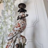 Parrot Candle Holder, Enameled Porcelain and Bronze, Late 19th Century