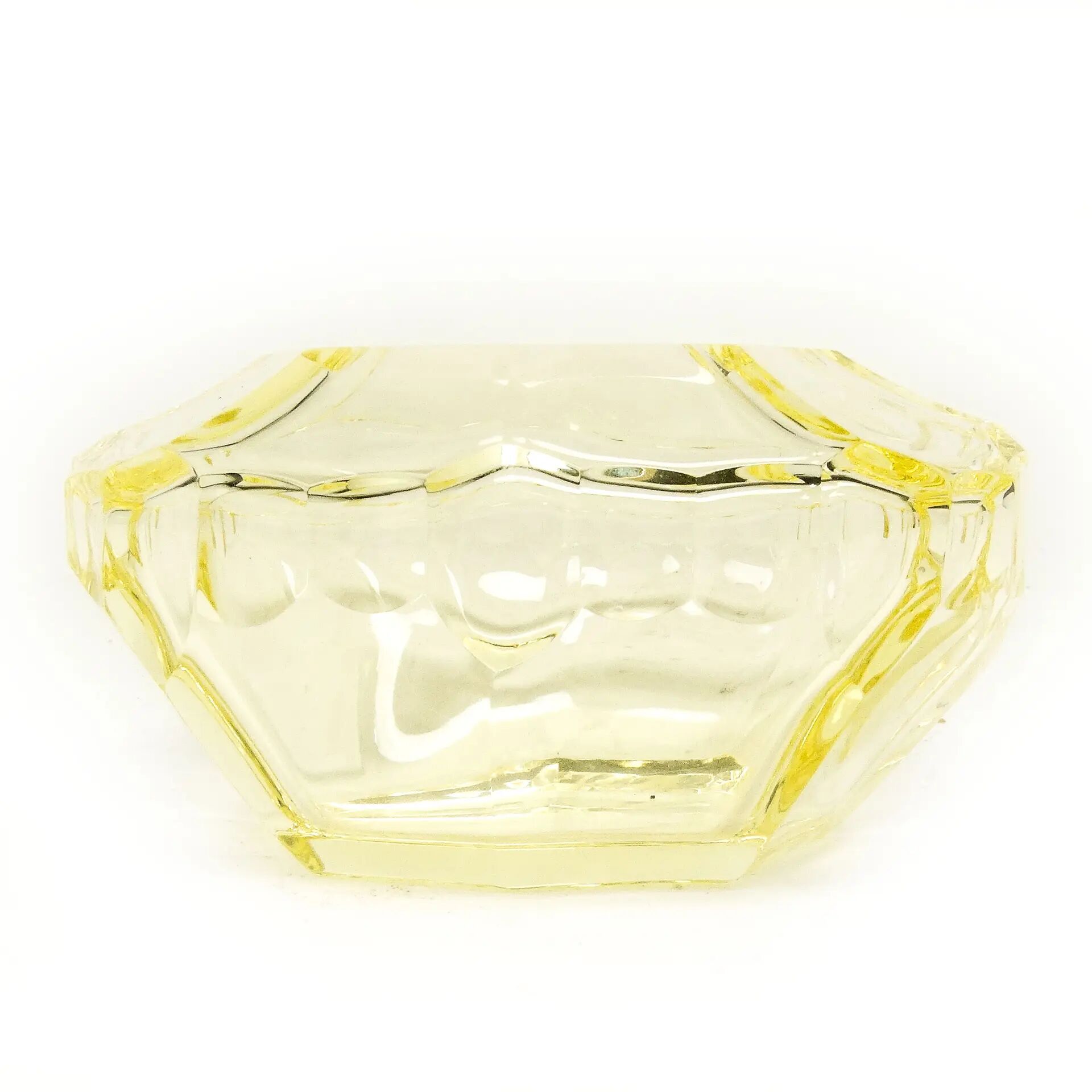 Vide poche de bureau, Art Déco, cristal jaune, Moser, Tchécoslovaquie, années 1930