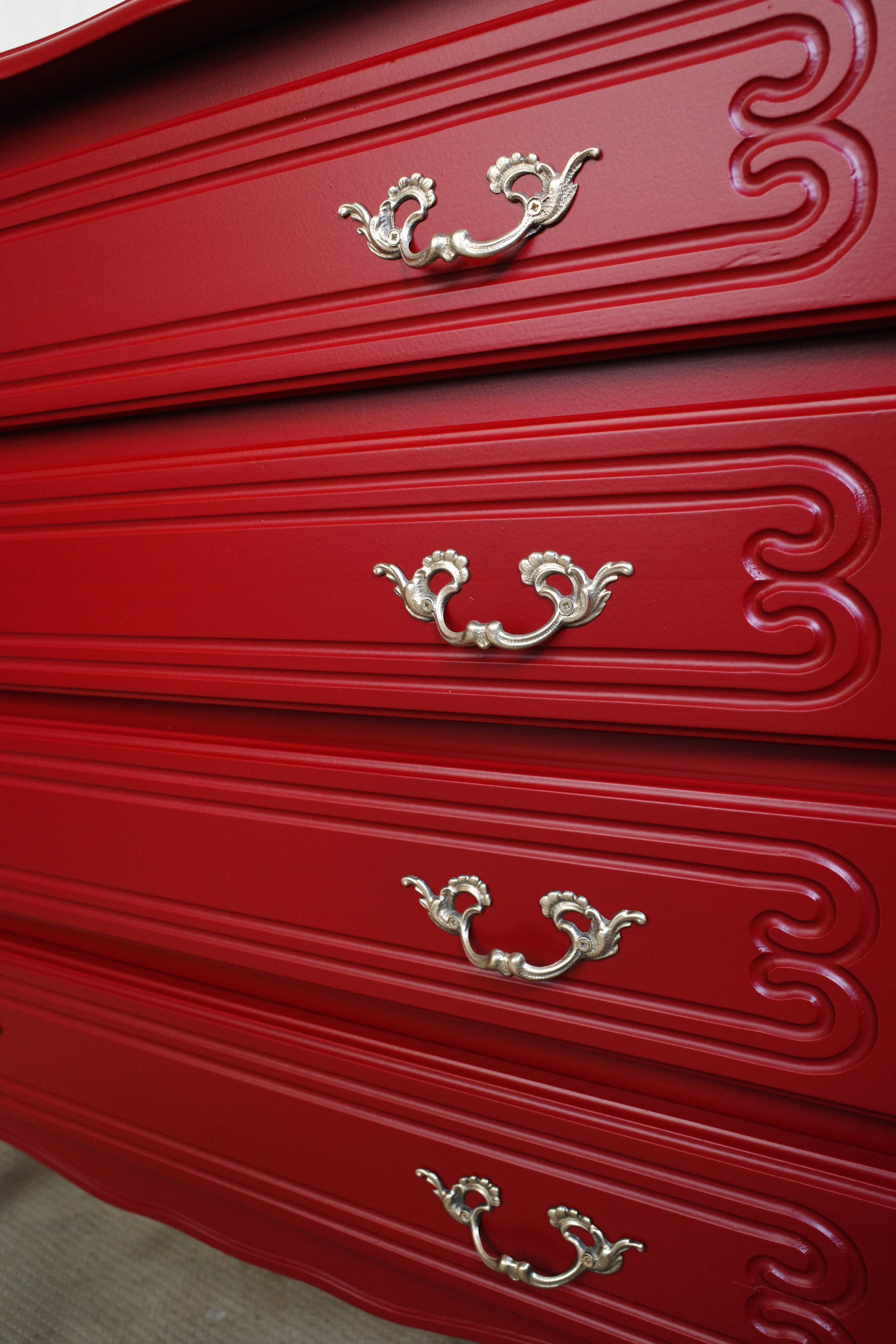Customized vintage Basque red chest of drawers
