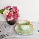 Green and gold tea cup, Villeroy and Boch style, vintage, 1950s