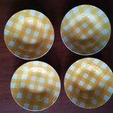 Set of 4 hollow plates Digoin yellow scottish model
