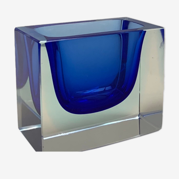 Vide-poches Sommerso en verre de Murano bleu