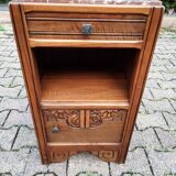 Bedside table art deco chene and pink marble