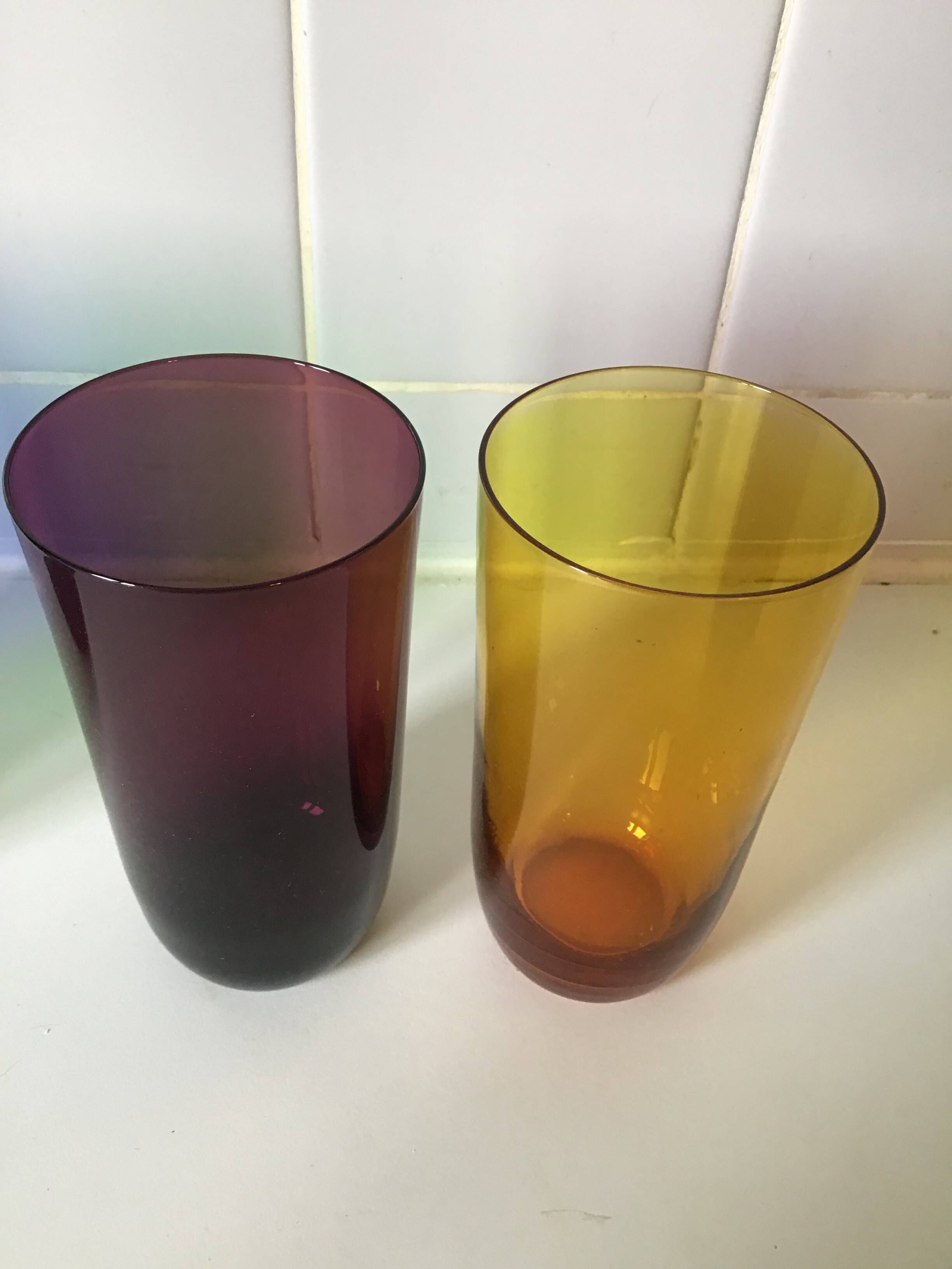 6 colored orangeade glasses