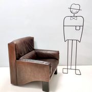 Comfortable Postmodern Brown Leather Armchair, Italy