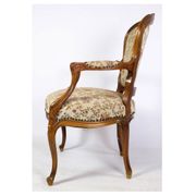 Pair of Neo-Rococo Armchairs with Decorated Fabric in Light Wood