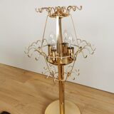 Lampe de bureau vintage en verre fumé : EGLO Leuchten, table dorée autrichienne des années 1980