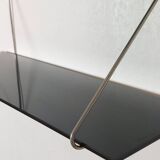 Vintage mid century loop shelf black glass metal