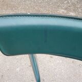 3 chaises chromé et cuir vert