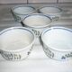 5 porcelain ramekins with smoother decoration and blue flowers and foliage