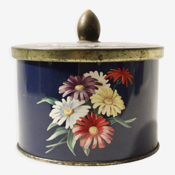 Boîte métallique ancienne ronde décor fleuri - "Côte d'Or"