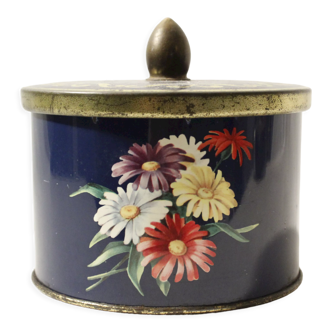 Old round metal box floral decoration - "Côte d'Or"