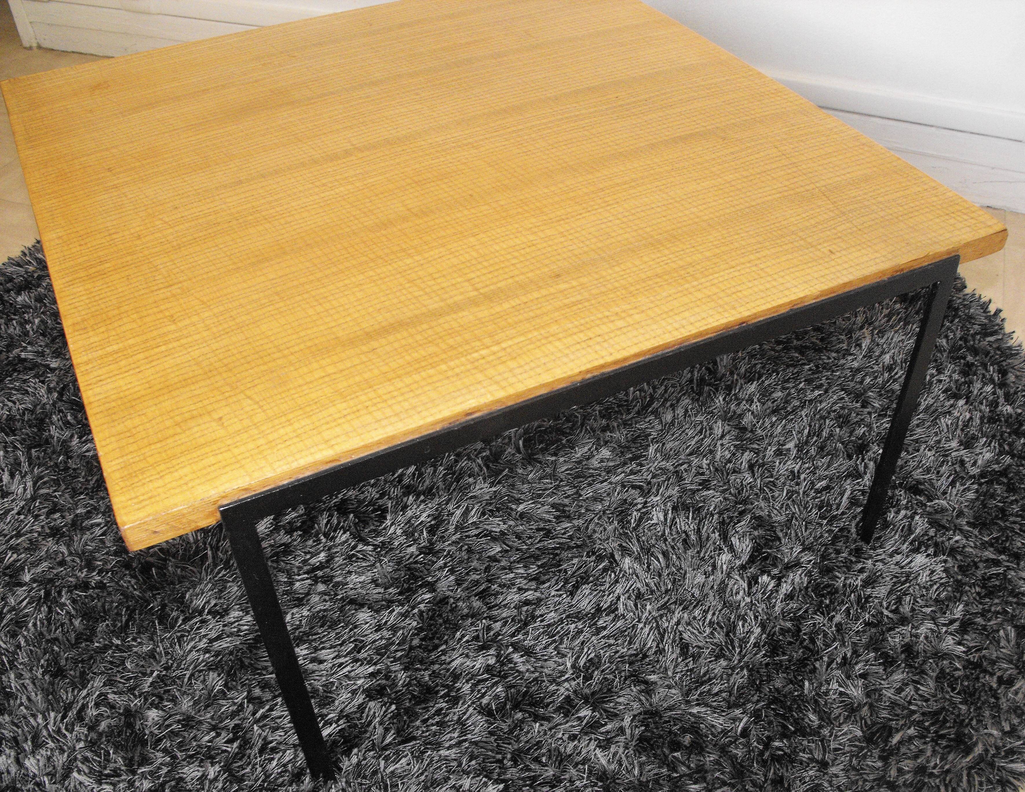 Small coffee table metal and wood design BOWMAN BROS years 50.