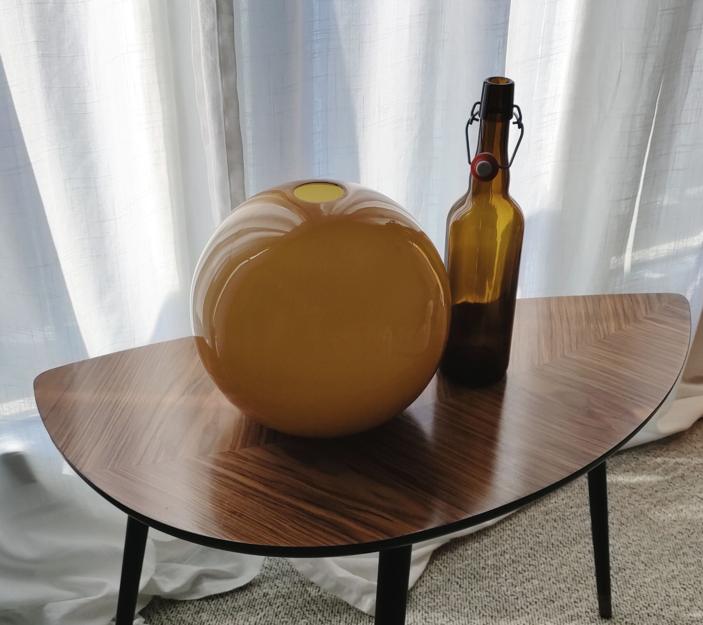Large globe in vintage orange opaline 70s