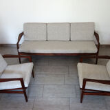 Bench and 2 Scandinavian armchairs 60s