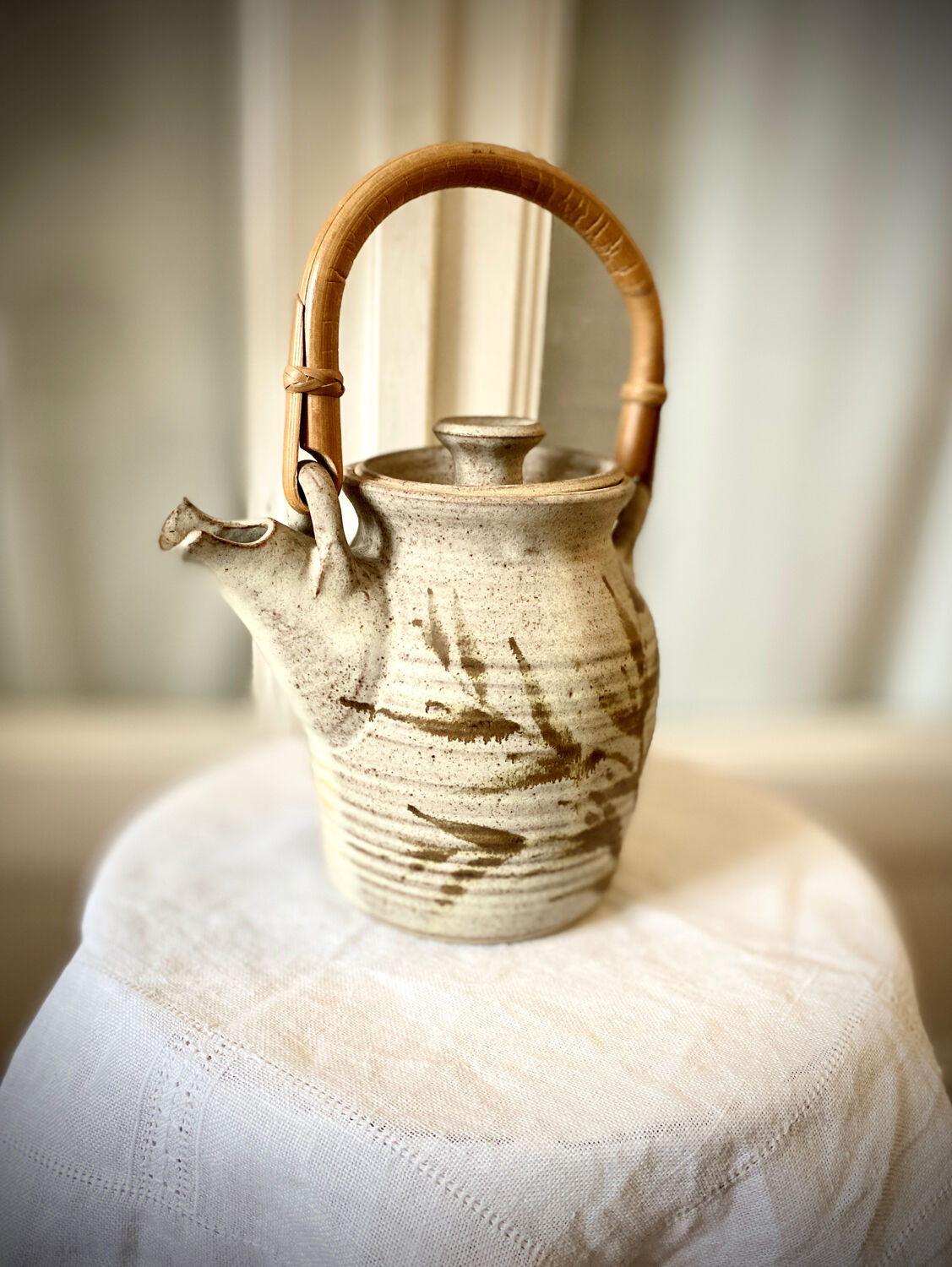 Teapot in vintage ceramic stoneware