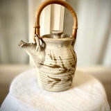 Teapot in vintage ceramic stoneware