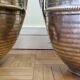 Pair of brass jars with double handles, Moroccan craftsmanship