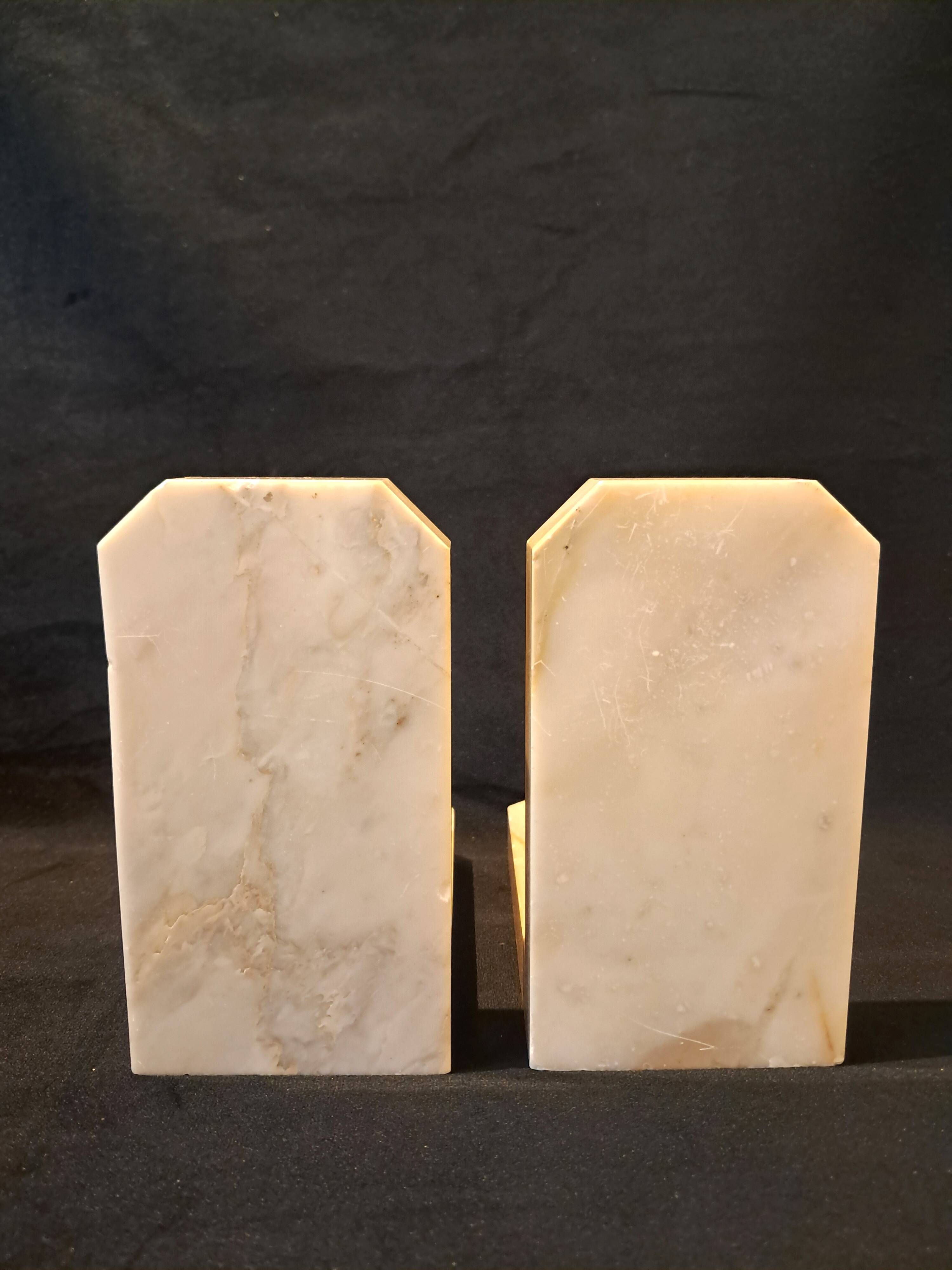 Pair of art deco bookends in black and grey marble