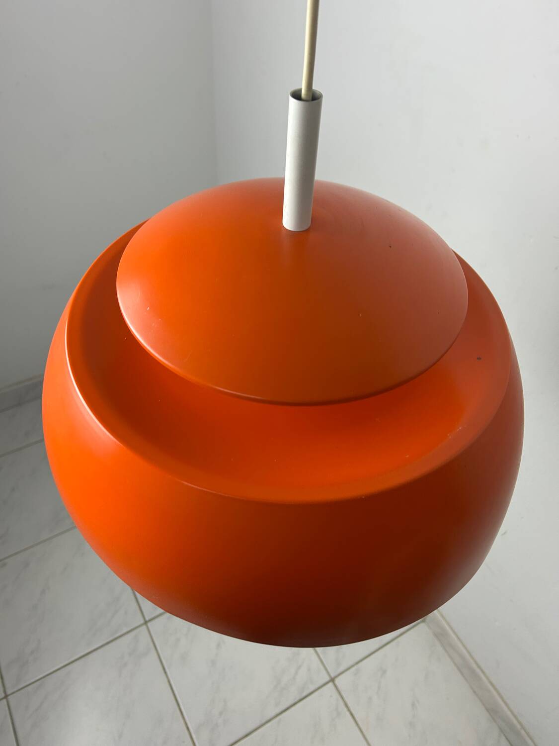 Vintage pendant Temde Leuchten orange metal