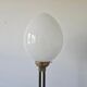Mid-Century floor lamp with egg-shaped opal glass shade, brass base, marble base.