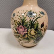 Italian vase from the 70s, in a delicate pink color with floral decoration.