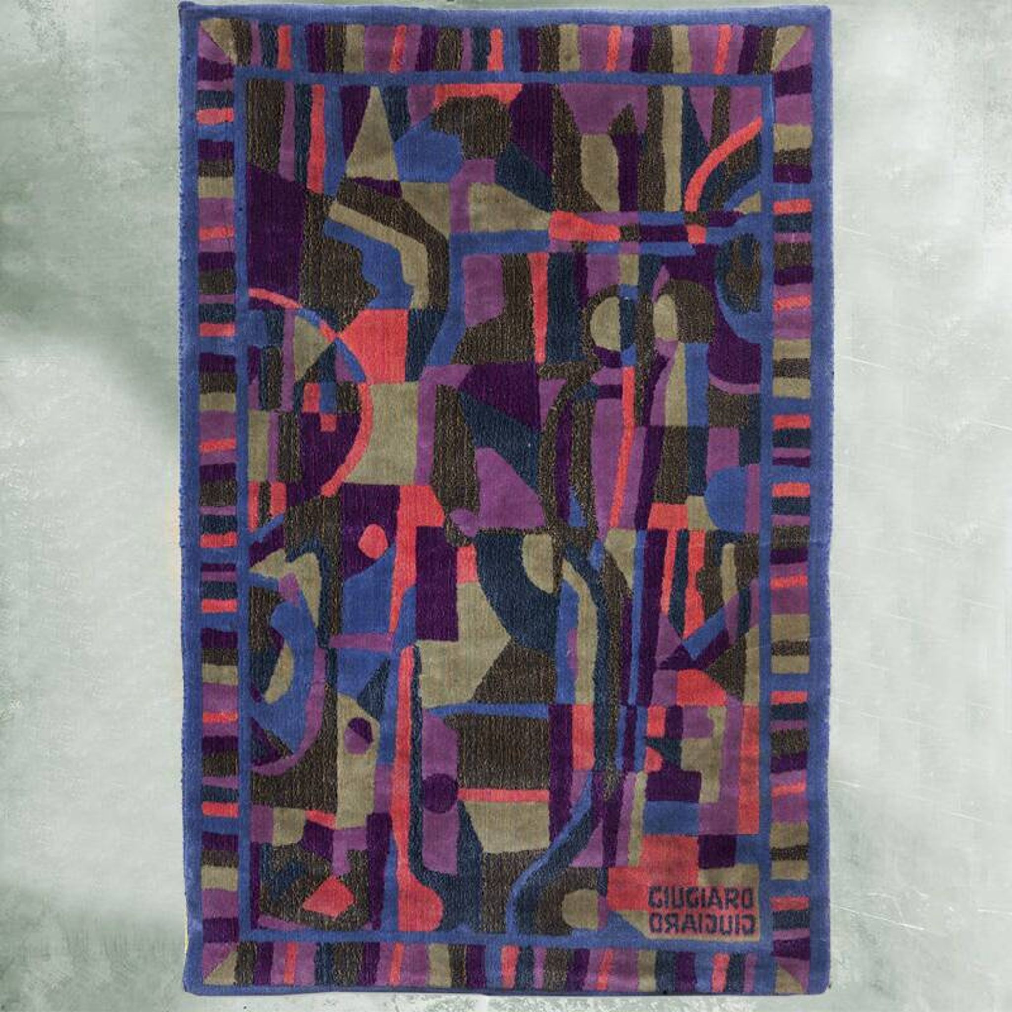 1990s Gorgeous Rug by Giorgetto Giugiaro for Paracchi. Pure wool. Made in Italy