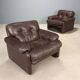 Pair of brown leather armchairs "Coronado"