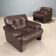 Pair of brown leather armchairs "Coronado"
