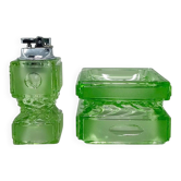 1970s Stunning Green Smoking Set By Antonio Imperatore in Murano Glass. Mad