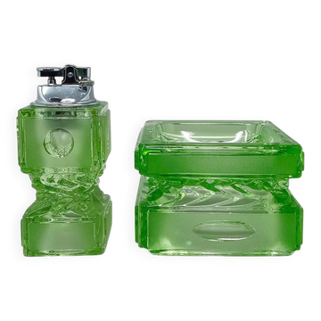 1970s Stunning Green Smoking Set By Antonio Imperatore in Murano Glass. Mad