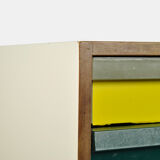 Dutch schoolcabinet with coloured drawers, 1970s