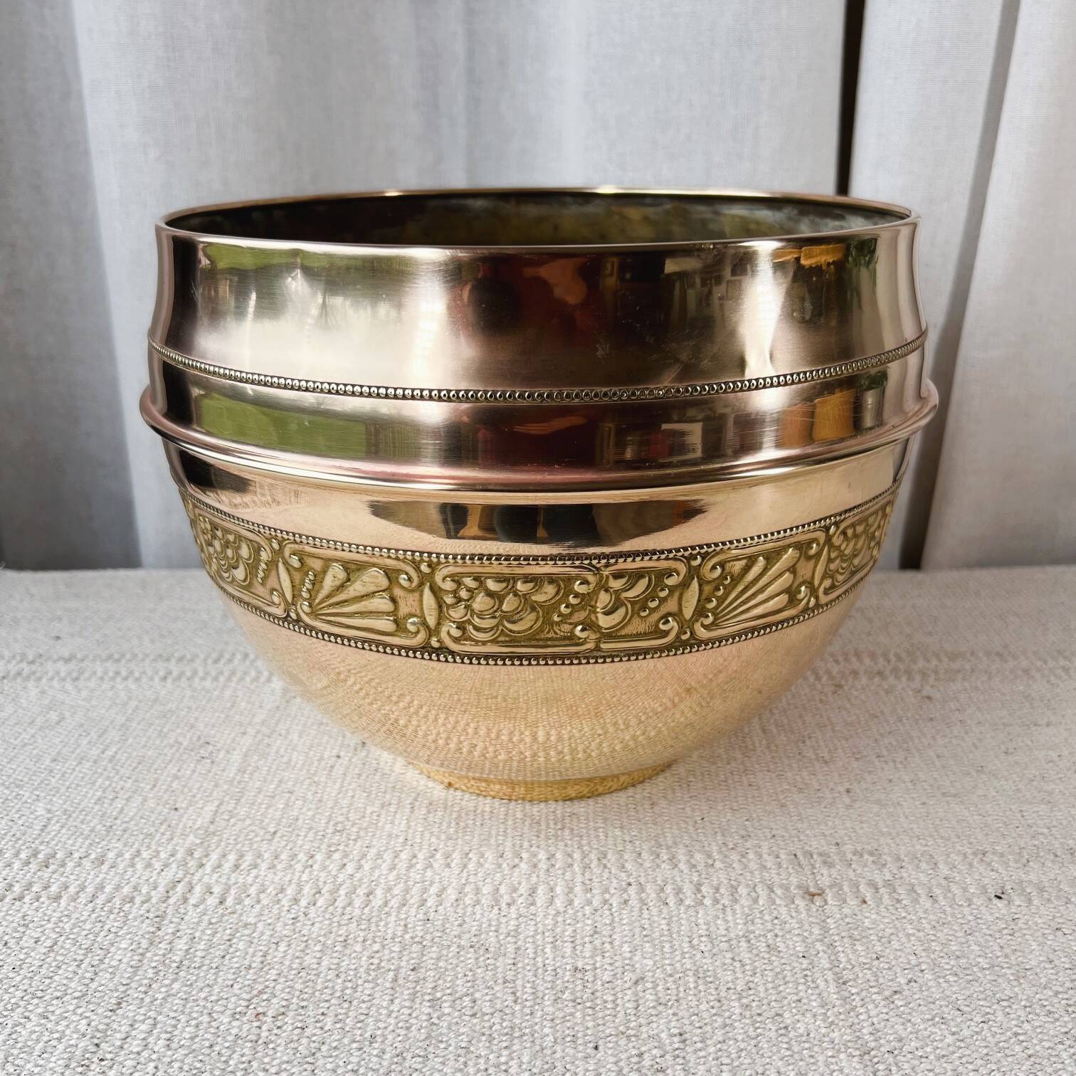 Large vintage brass planter