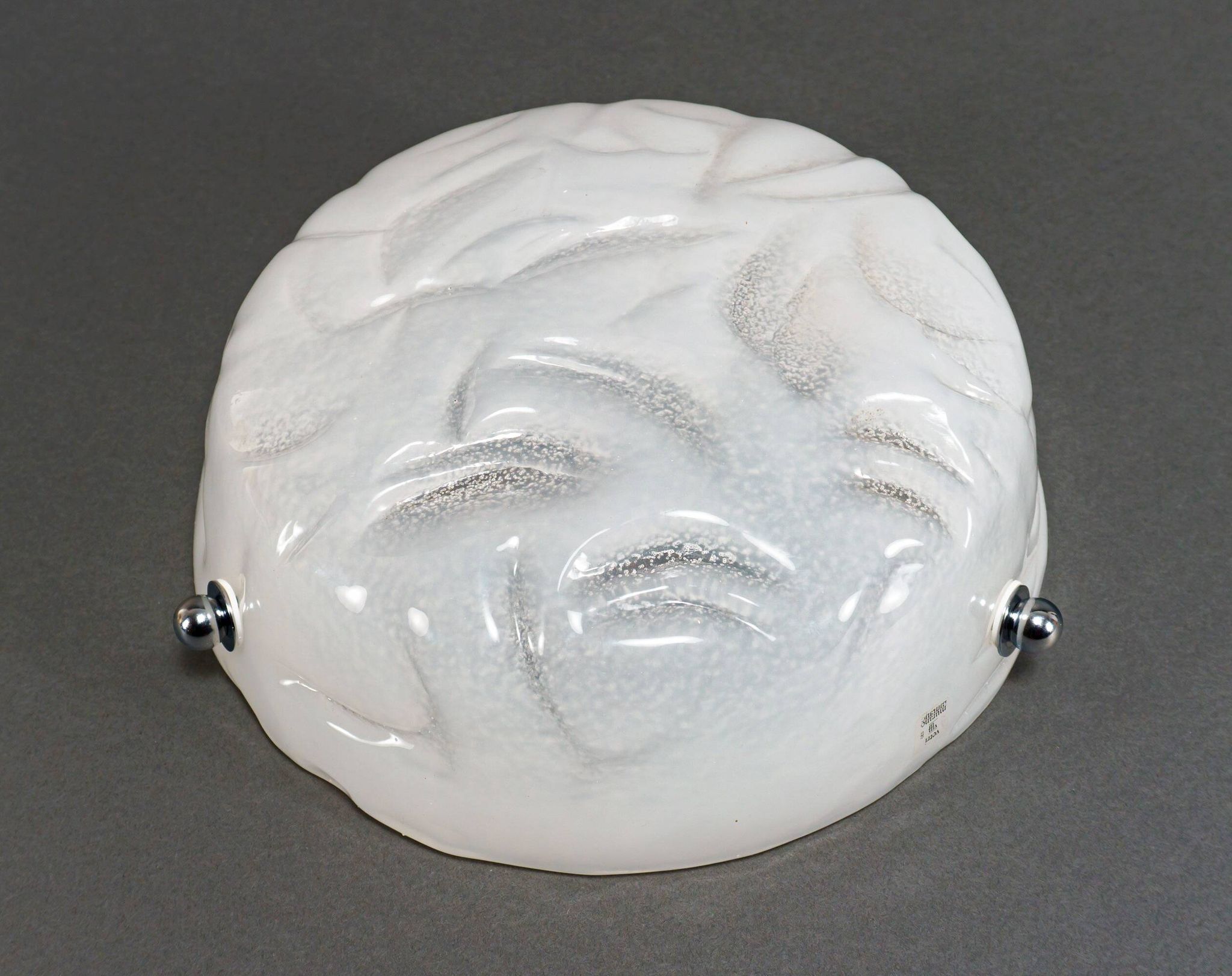 1980s Murano Ice-Textured Opalescent Glass Plafonnier Lamp by Effetre