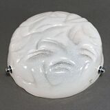1980s Murano Ice-Textured Opalescent Glass Plafonnier Lamp by Effetre