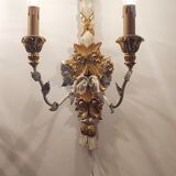 Polychrome beech wood sconces. Spain 1900