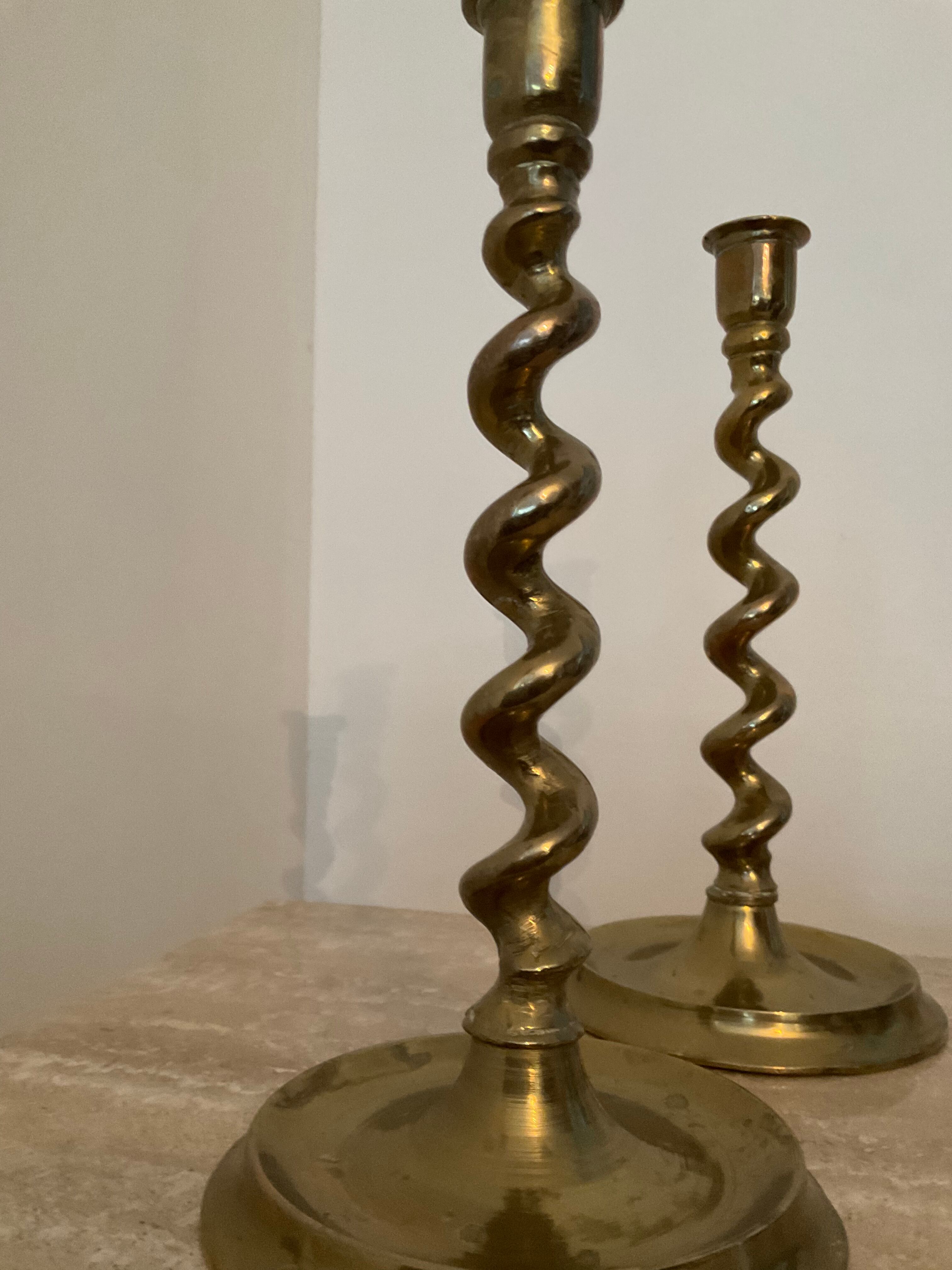 Pair of bronze torch candlesticks 1900