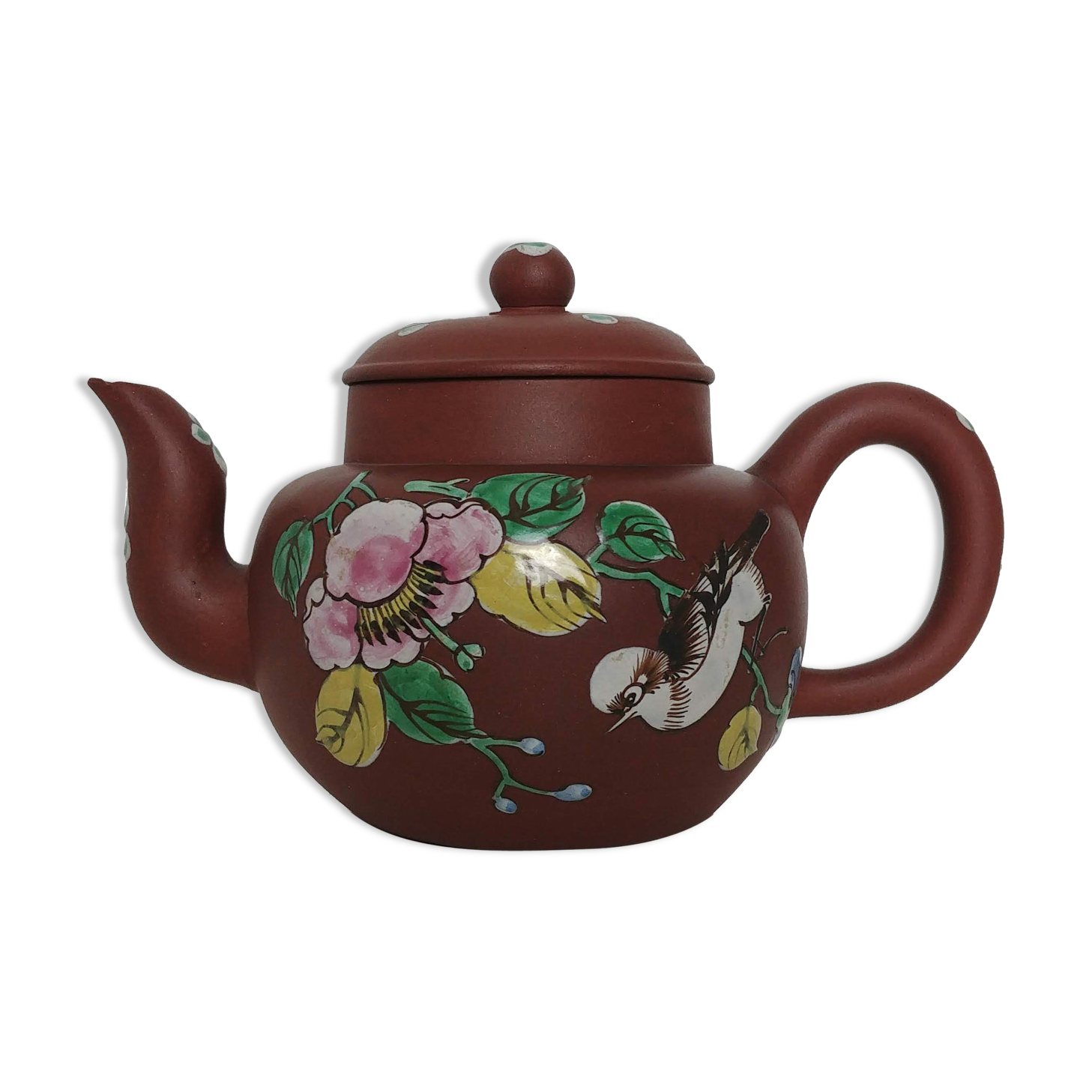 Pretty Ancient Chinese Teapot Enamelled