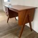 Bureau en chêne, piètement compas, 3 tiroirs, années 60