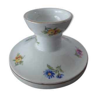 Bougeoir ancien en porcelaine fleuri