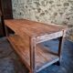 French antique work table in pitch pine – large workshop / draper's table, early 20th century