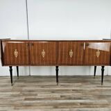 Mid-century 1960s mahogany sideboard with glass top