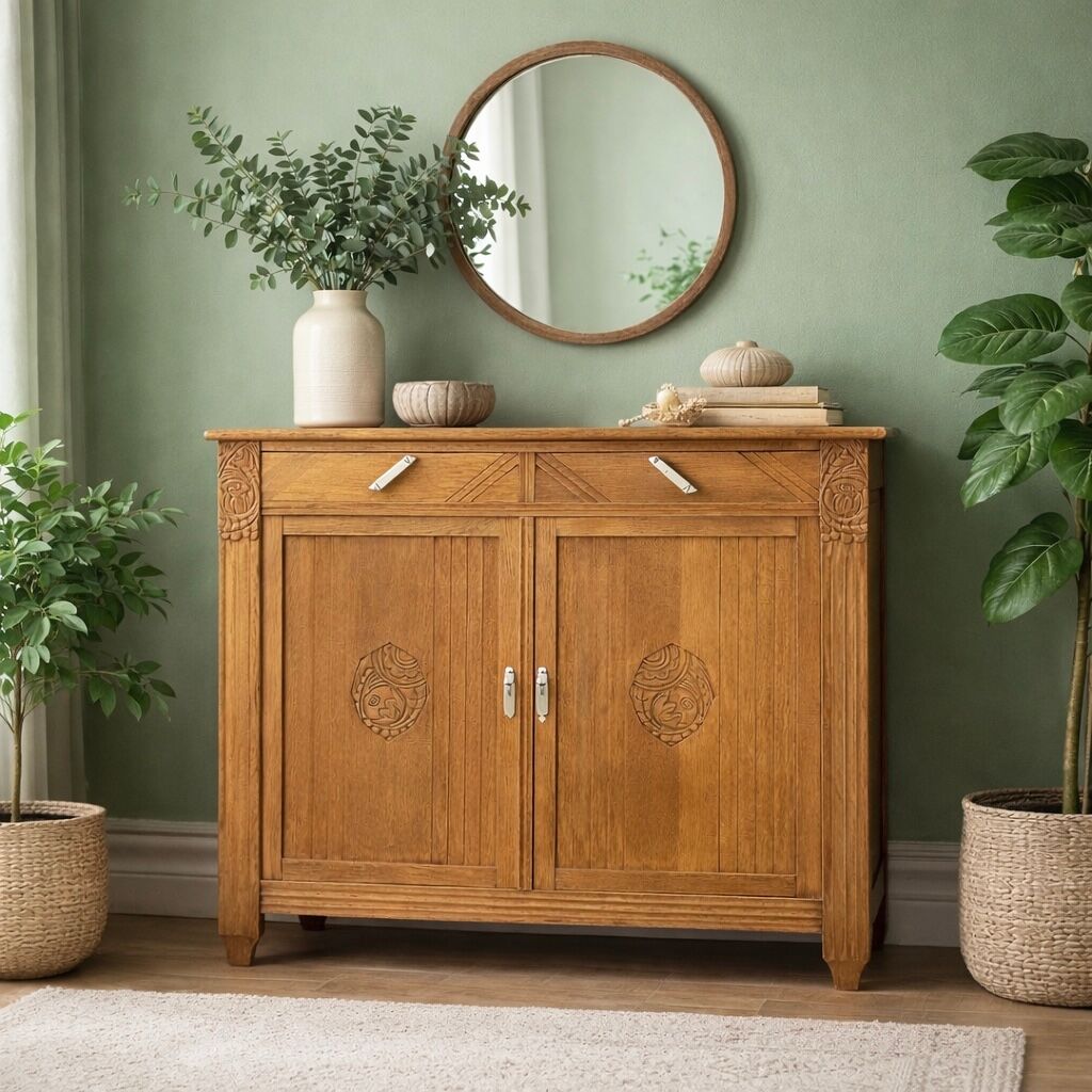 Art Deco buffet in raw and solid oak, 1935.