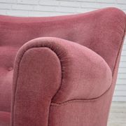 1960s, Danish relax armchair, furniture velour, oak wood.
