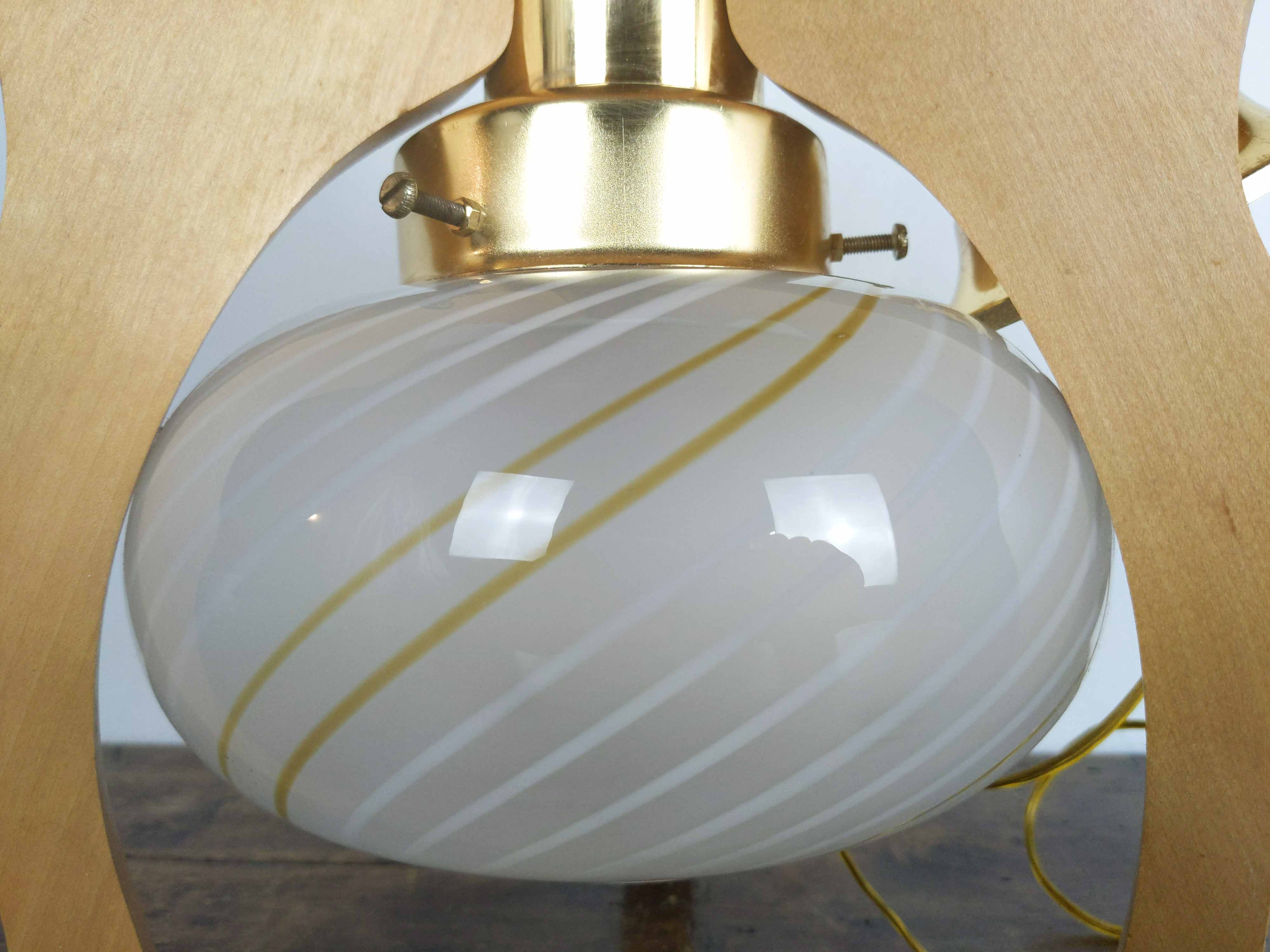 Suspension wood and Murano glass 1980s