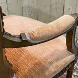 Pair of Louis XVI style armchairs in molded beech, work from the 1950s
