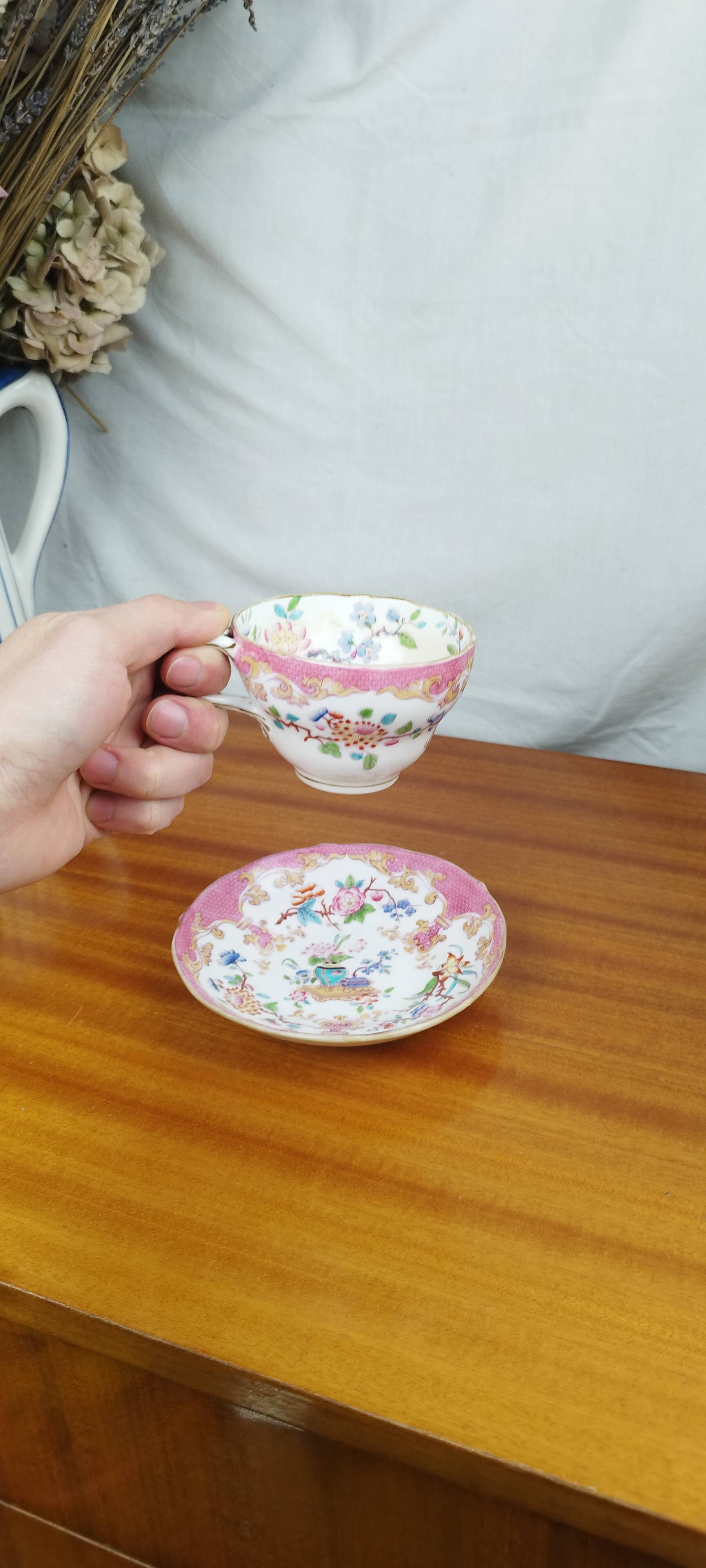 Porcelain Cup & Saucer, Palais Royal Lahoche in Paris, 19th Century Chinese Decor